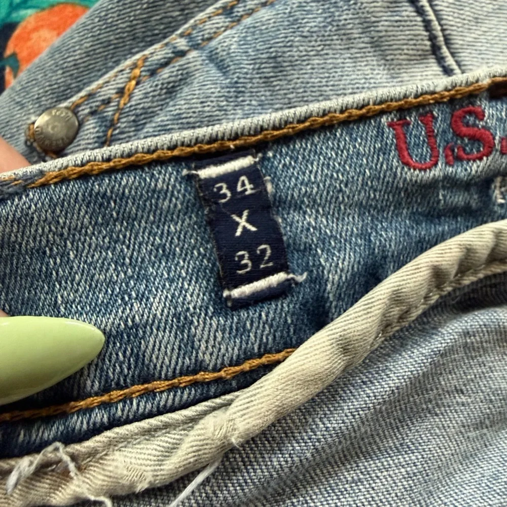U.S. Polo Assn. Light Blue Boyfriend Distressed Jeans - Picture 8 of 8